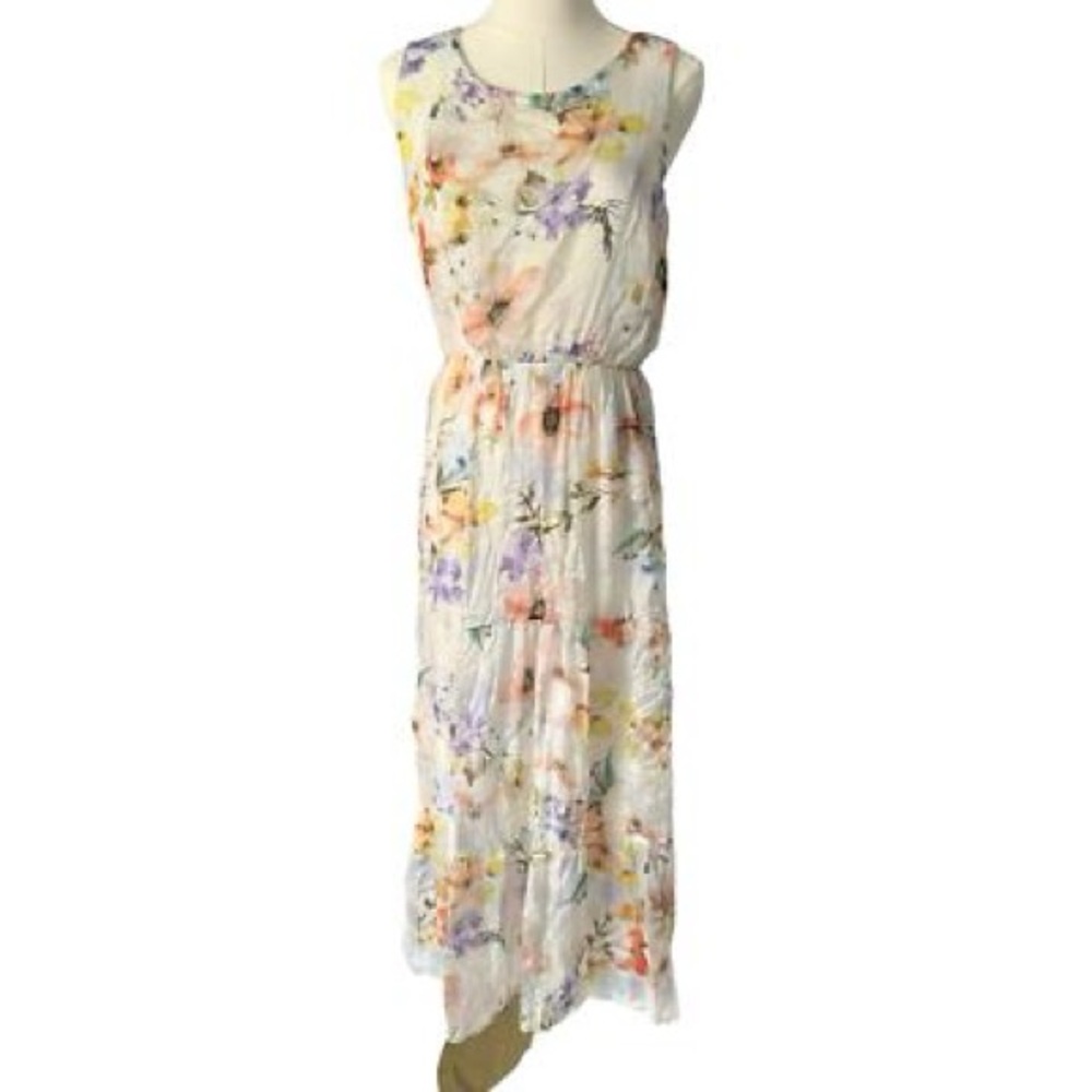 Lara G Floral Maxi Dress Made in Italy Silk Blend